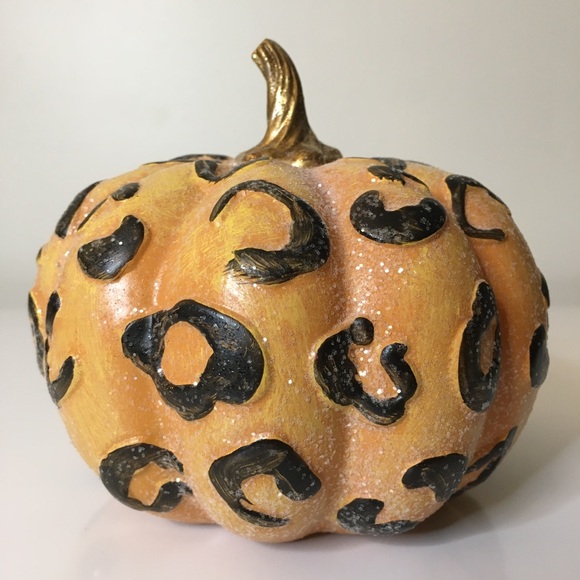 Other - Glitter Leopard Pumpkin Orange & Black Sparkles Fall Autumn Halloween Decor